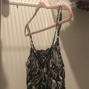 Love Stitch Black and Gray Chemise with Lace Trim